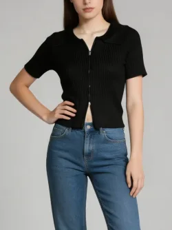 Blusa acanalada con doble cierre