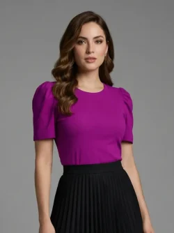 Blusa de Manga Corta Hombro Puff