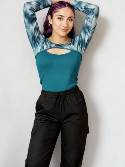 Blusa de Manga Larga Marmoleada