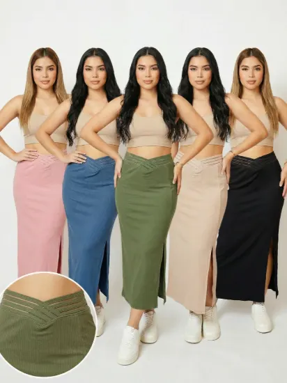 Falda acanalada stretch