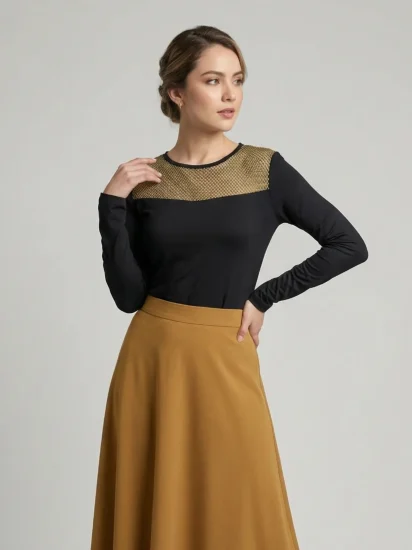 Blusa con Malla Dorada
