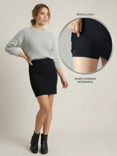 Falda Short Acanalada para Mujer