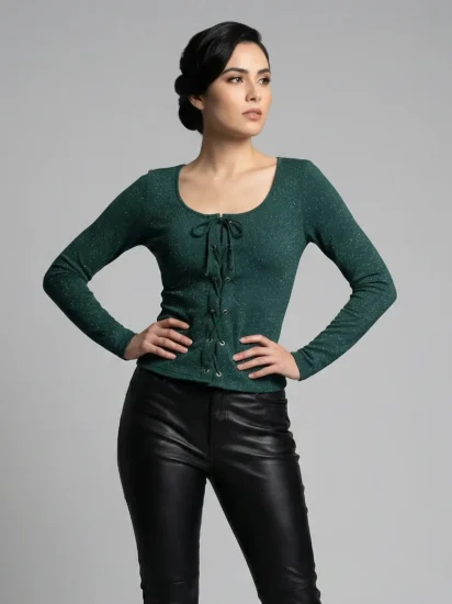 Blusa con Brillos y Lazos