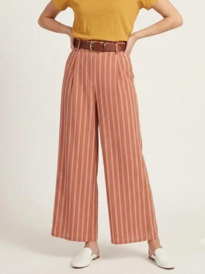 Pantalones de corte amplio con rayas para mujer