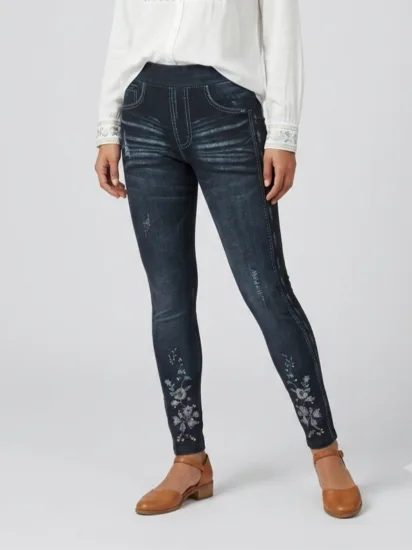 Leggings tipo mezclilla con lentejuelas