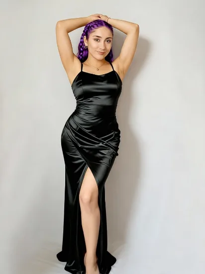 Vestido largo apertura en pierna