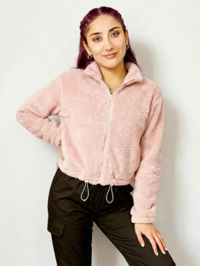 Chamarra de Felpa Suave con Cierre