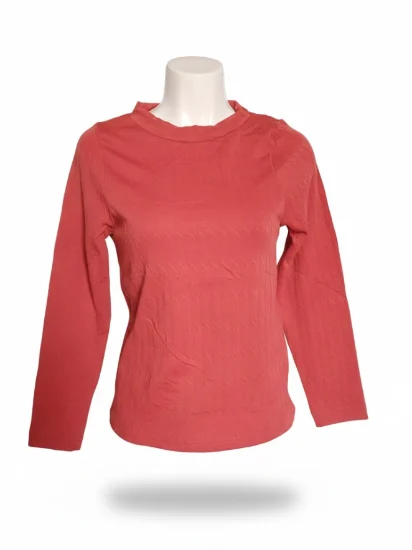 Blusa de Manga Larga Acanalada para Mujer