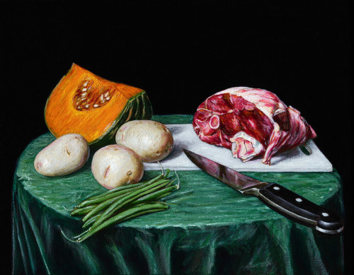 Photo of Still Life with Roast Lamb and Vegetables