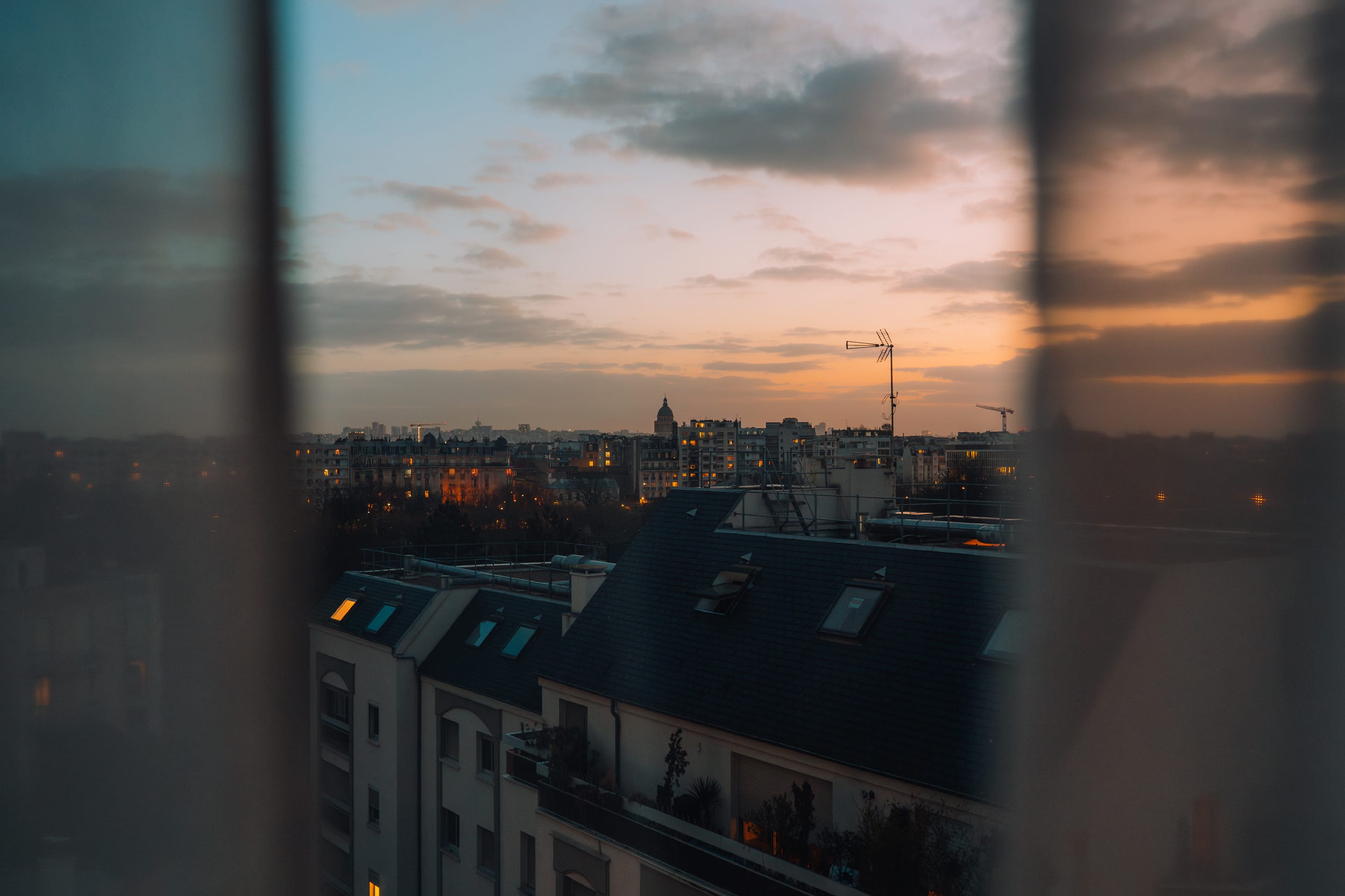 Paris view from the window at sunrise