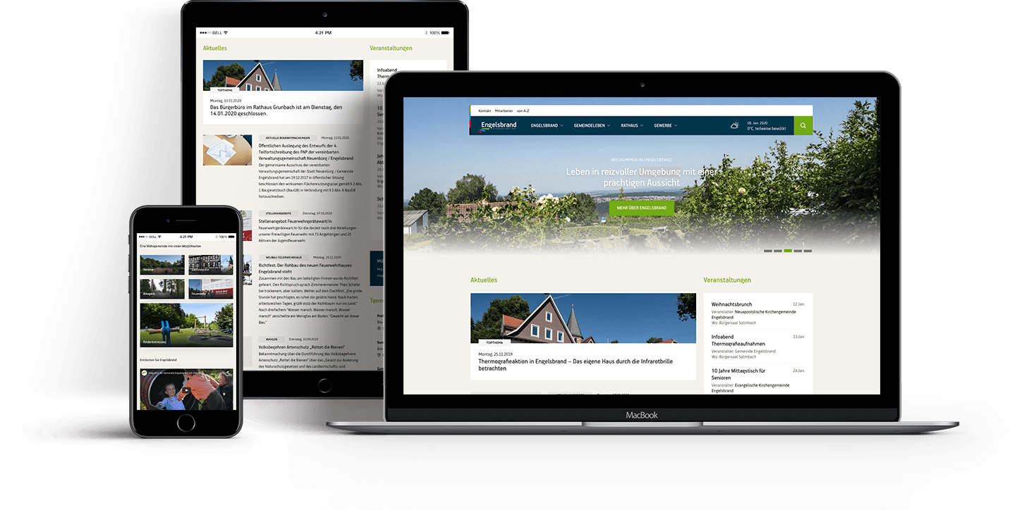 Screenshot Engelsbrand auf verschiedenen Endgeräten