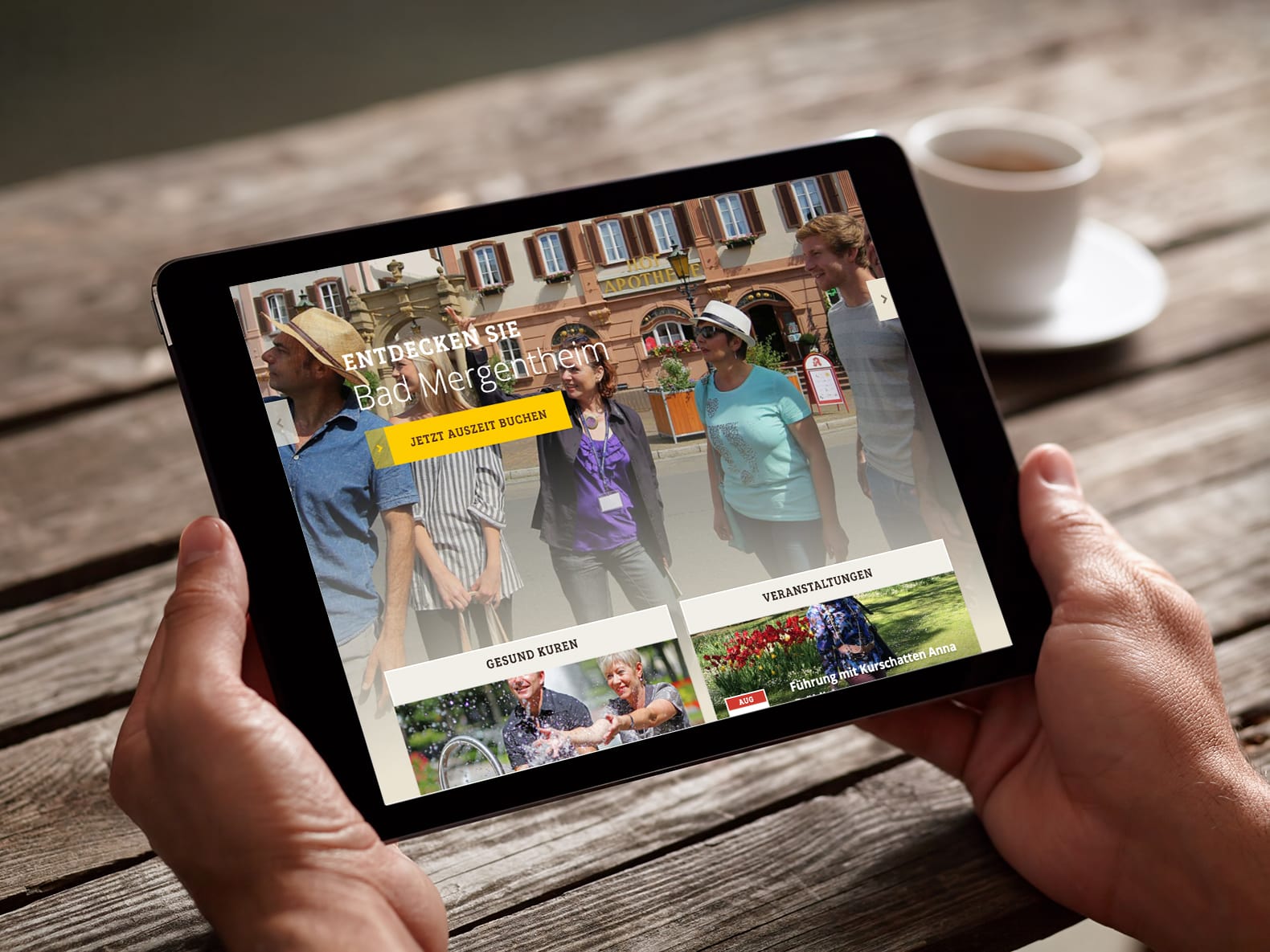 iPad mit geöffneter Website bad-mergentheim.de – Wie entstand die Website der Stadt Bad Mergentheim?