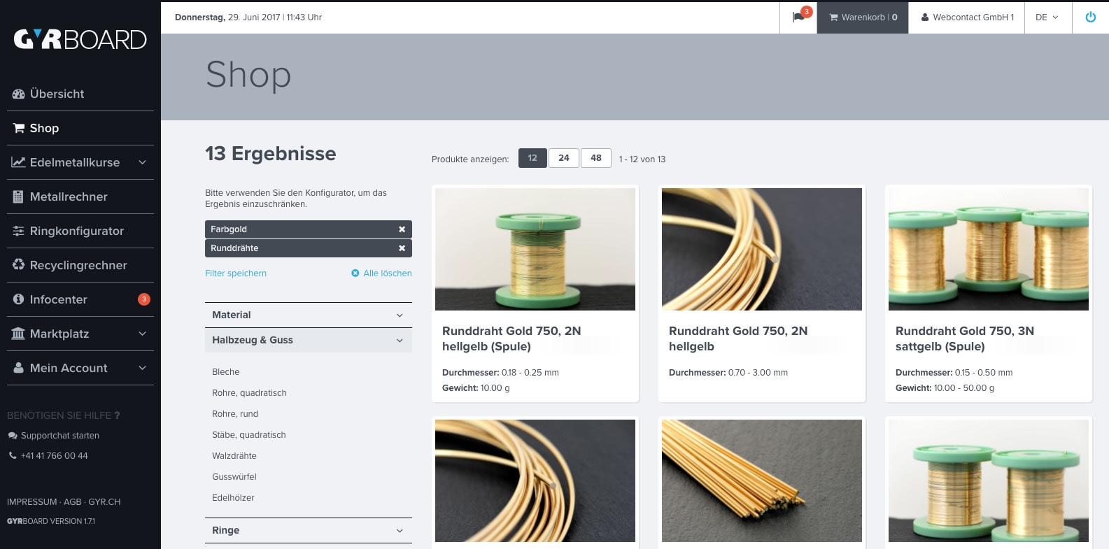 Screenshot Shop GYRBOARD – Wie entstand die Website mit Kundenportal www.gyr.ch? | web://contact