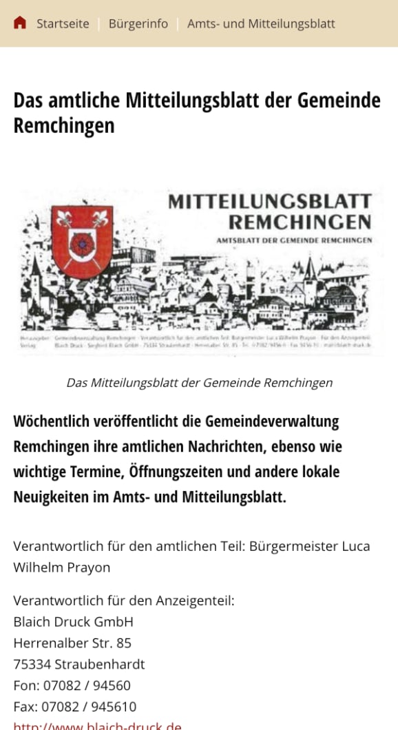 Screenshot Remchingen