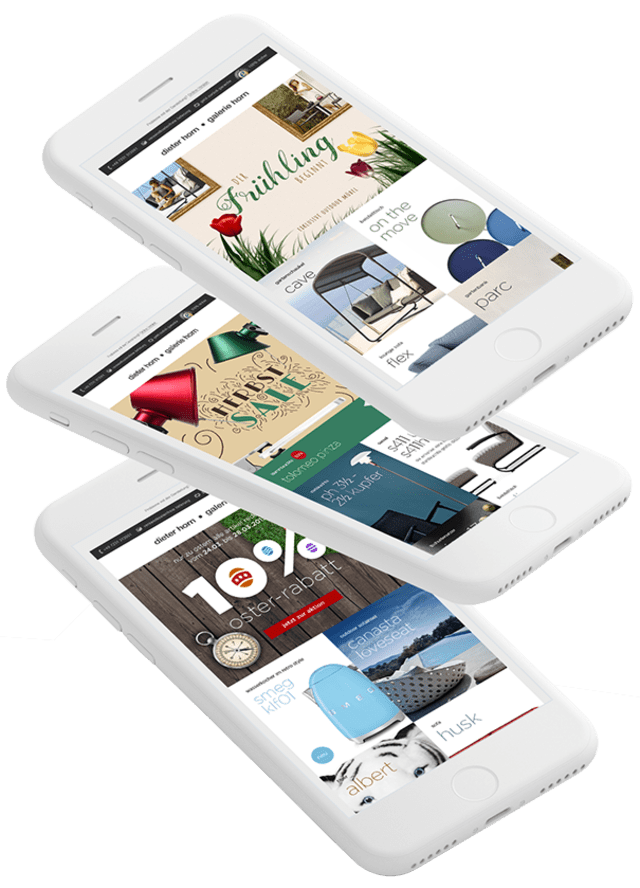 Mockups mit Newsletter – Designermöbel online kaufen. Im Shop dieter-horn.de