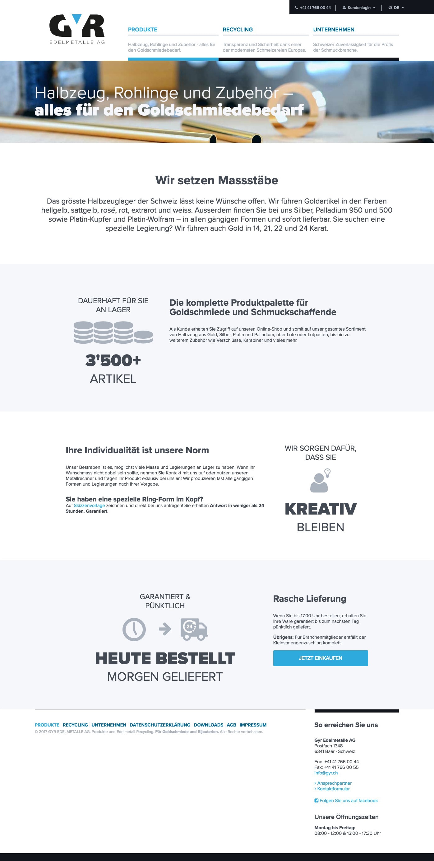 Screenshot Produktseite der Gyr Edelmetalle AG