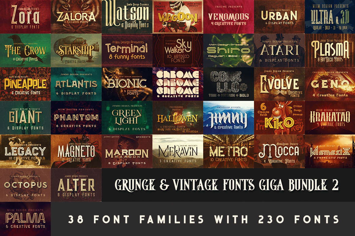 Grunge & Vintage Fonts Giga Bundle 2 Grunge & Vintage Fonts Giga Bundle 2