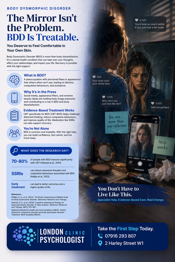 Body Dysmorphic Disorder in the Age of Social Media | London Psychologist Clinic | Chartered London Psychologist | CBT Coaching Harley Street | Psychology Counselling Harley Street