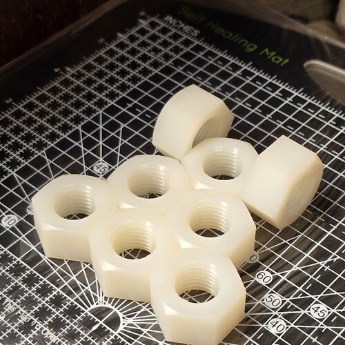 Internally threaded hex, square and round fasteners