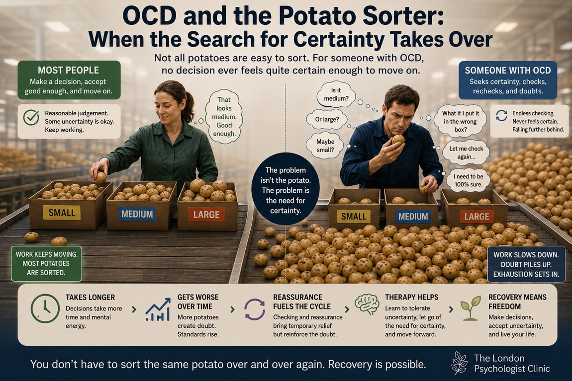 OCD and the Potato Sorter | London Psychologist Clinic | Chartered London Psychologist | CBT Coaching Harley Street | Psychology Counselling Harley Street