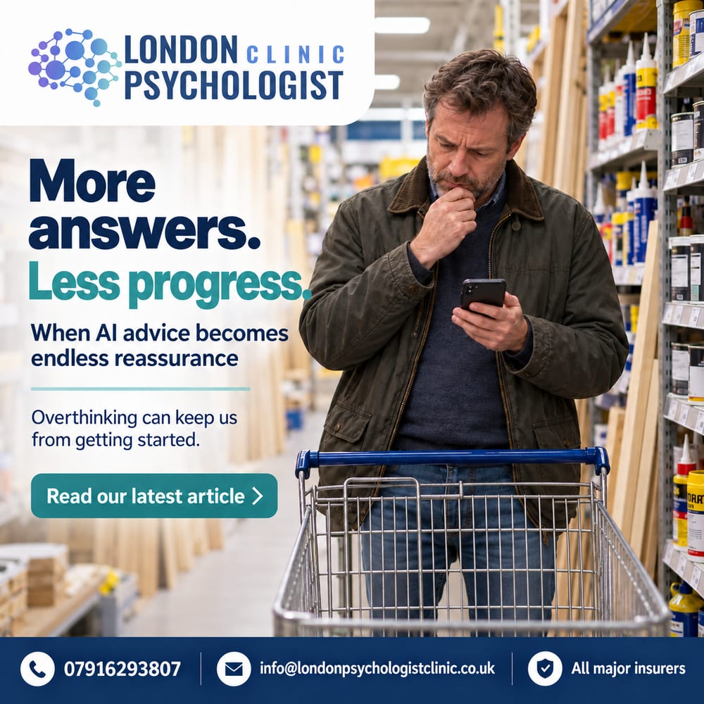 AI and Reassurance-Seeking | London Psychologist Clinic | Chartered London Psychologist | CBT Coaching Harley Street | Psychology Counselling Harley Street