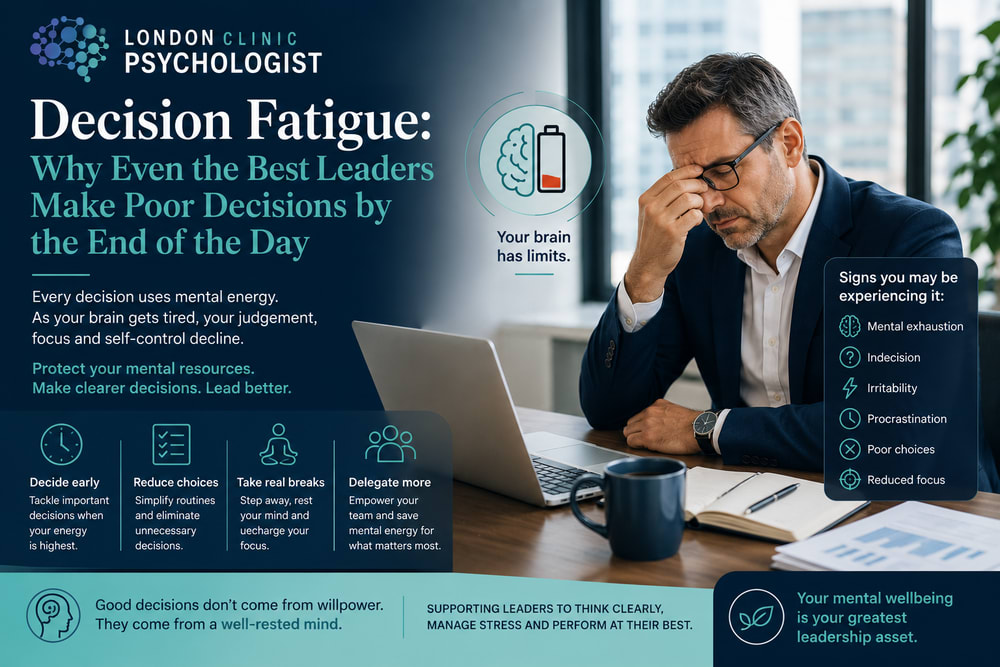 Decision Fatigue | London Psychologist Clinic | Chartered London Psychologist | CBT Coaching Harley Street | Psychology Counselling Harley Street
