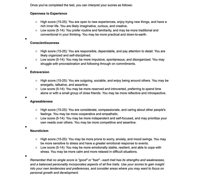 The Big 5 Personality Traits