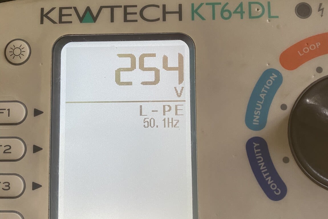 Electrical tester in use by Chase Farm Electrical during EICR inspection to ensure safety and compliance