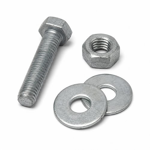 M10 x 50mm Galvanised Hex Set Pin c/w two Form C washers and one full nut