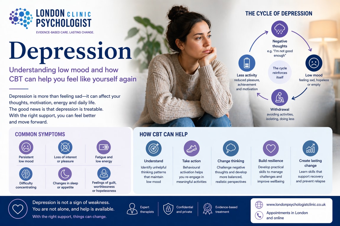 Understanding Low Mood | London Psychologist Clinic | Chartered London Psychologist | CBT Coaching Harley Street | Psychology Counselling Harley Street