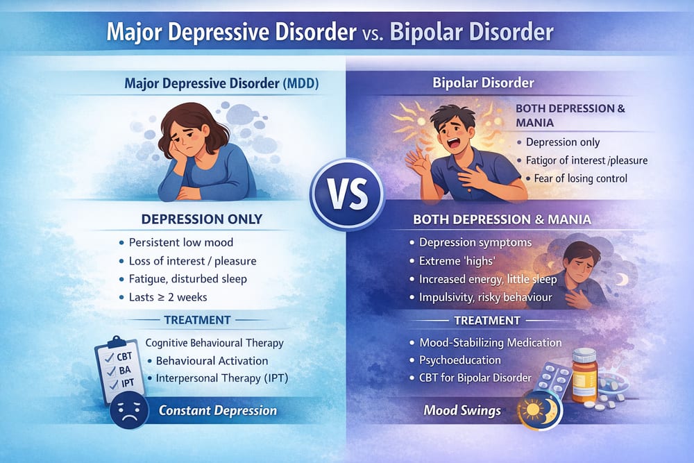 Major Depressive Disorder vs. Bipolar Disorder | London Psychologist Clinic | Chartered London Psychologist | CBT Coaching Harley Street | Psychology Counselling Harley Street