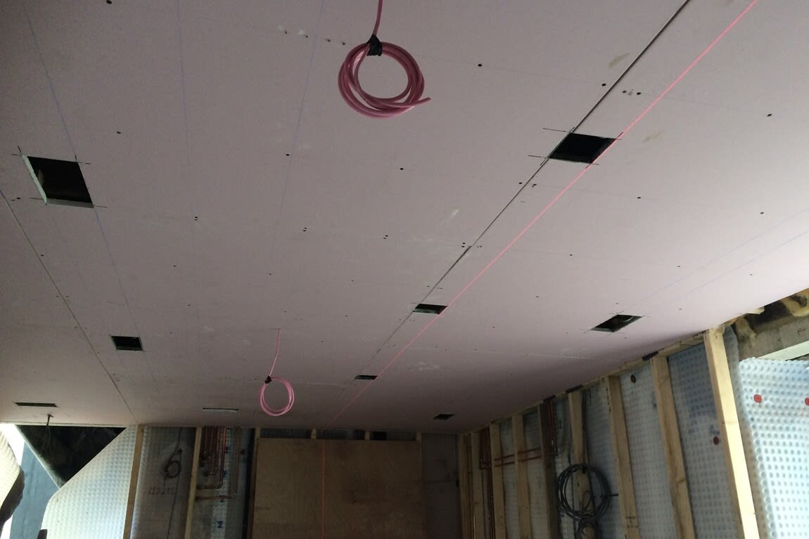 First fix electrical installation by Chase Farm Electrical Electrical Contractors, wiring and preparing for new LED lighting