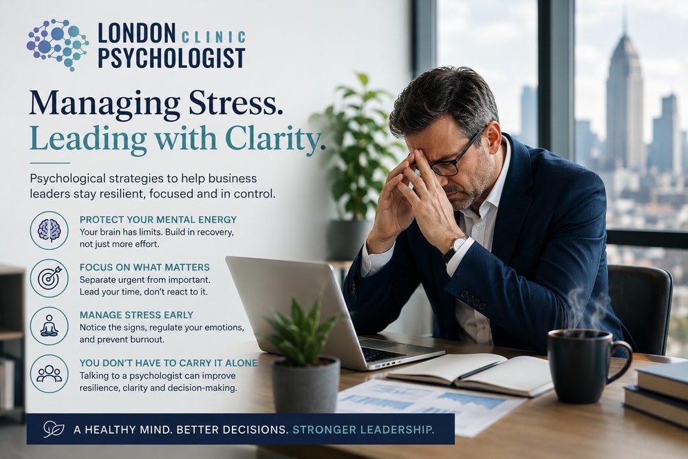 Executive Stress | London Psychologist Clinic | Chartered London Psychologist | CBT Coaching Harley Street | Psychology Counselling Harley Street