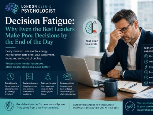 Decision Fatigue | London Psychologist Clinic | Chartered London Psychologist | CBT Coaching Harley Street | Psychology Counselling Harley Street