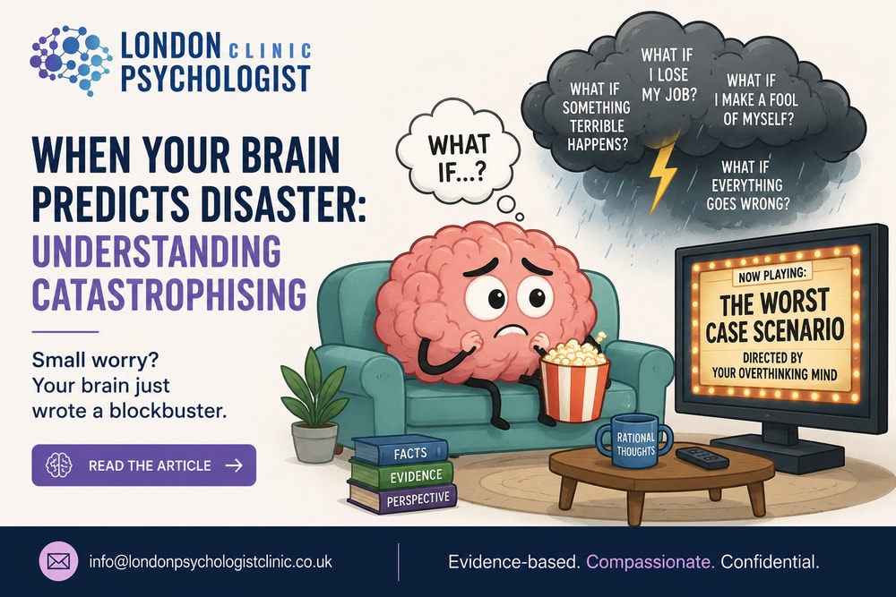 When Your Brain Predicts Disaster | London Psychologist Clinic | Chartered London Psychologist | CBT Coaching Harley Street | Psychology Counselling Harley Street
