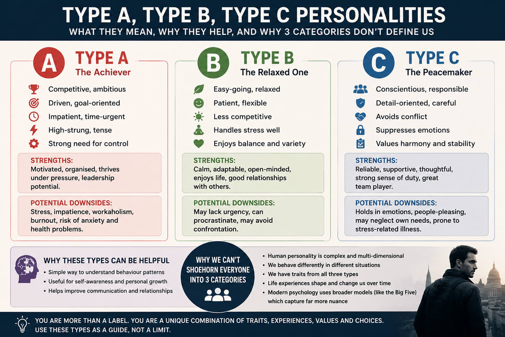 Are You a Type A, Type B or Type C Personality? | London Psychologist Clinic | Chartered London Psychologist | CBT Coaching Harley Street | Psychology Counselling Harley Street