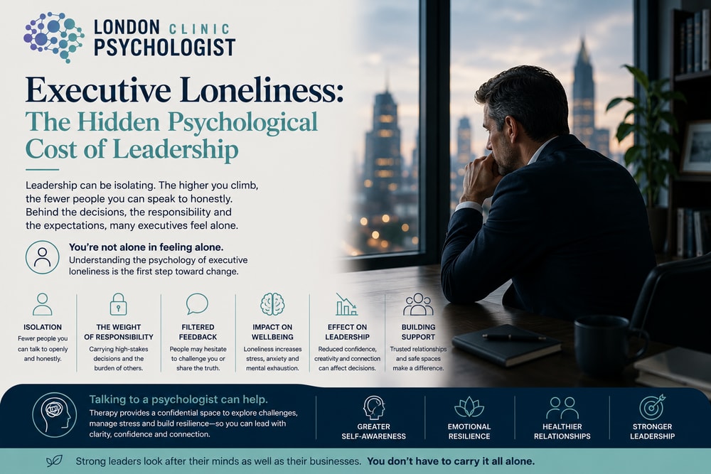 Executive Loneliness | London Psychologist Clinic | Chartered London Psychologist | CBT Coaching Harley Street | Psychology Counselling Harley Street