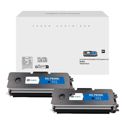 Brother TN2000 Black Compatible Toner Twin Pack