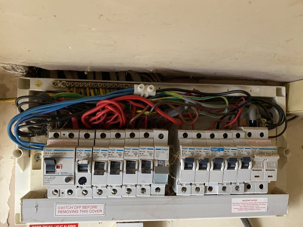 Close-up of electrical panel during EICR check