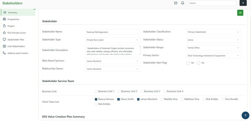 Supplier and Stakeholder Assessment Manager