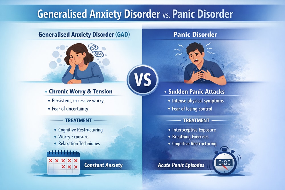 Generalised Anxiety Disorder vs. Panic Disorder | London Psychologist Clinic | Chartered London Psychologist | CBT Coaching Harley Street | Psychology Counselling Harley Street