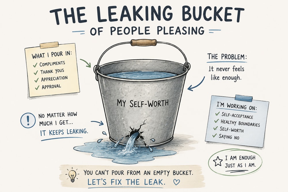 People Pleasing and the Leaking Bucket | London Psychologist Clinic | Chartered London Psychologist | CBT Coaching Harley Street | Psychology Counselling Harley Street