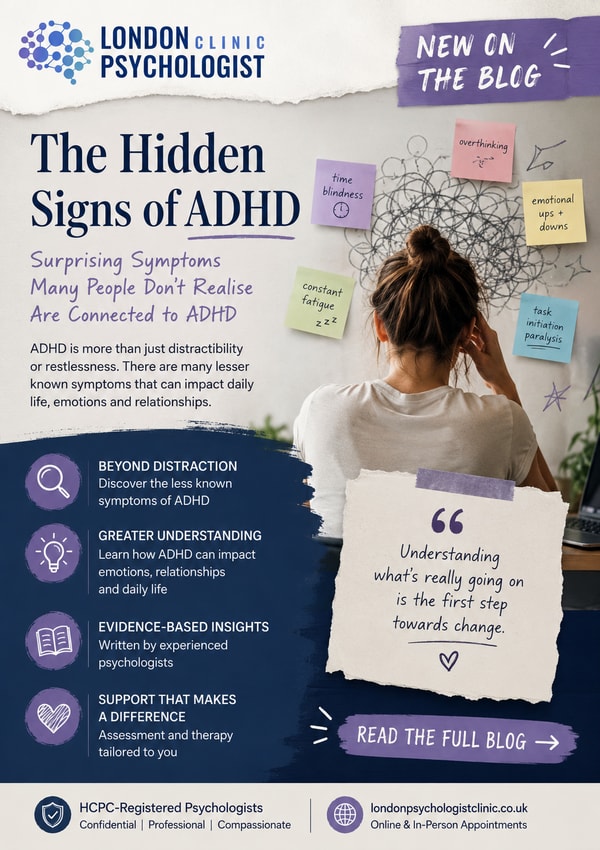 The Hidden Signs of ADHD | London Psychologist Clinic | Chartered London Psychologist | CBT Coaching Harley Street | Psychology Counselling Harley Street