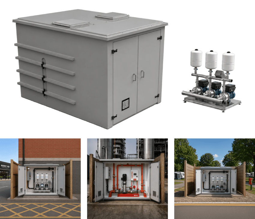 Combination Boosted Bundle | Purewater Storage Ltd | GRP | Water Storage Tanks | One piece | Two Piece | Sectional | Enclosures | Combination Units | Nationwide