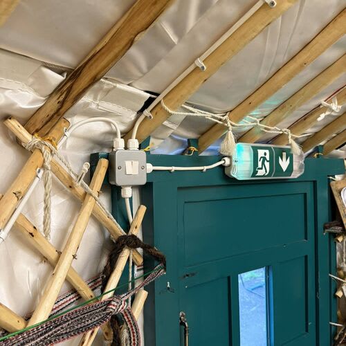 Yurt with modern electrical system for classrooms.

