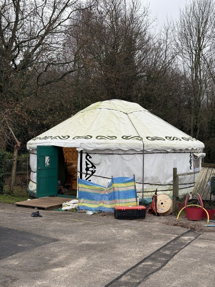 Yurt with professional electrical installation and LED lighting.