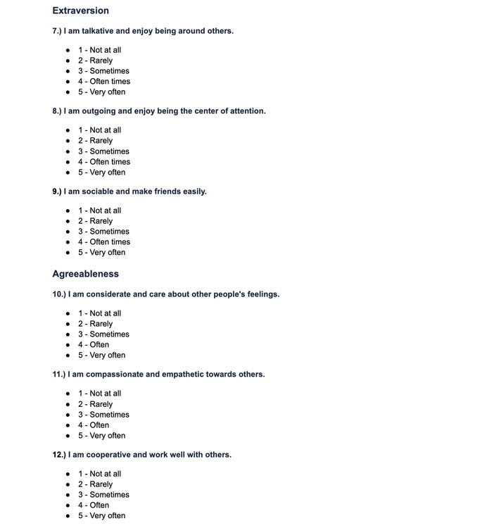 The Big 5 Personality Traits