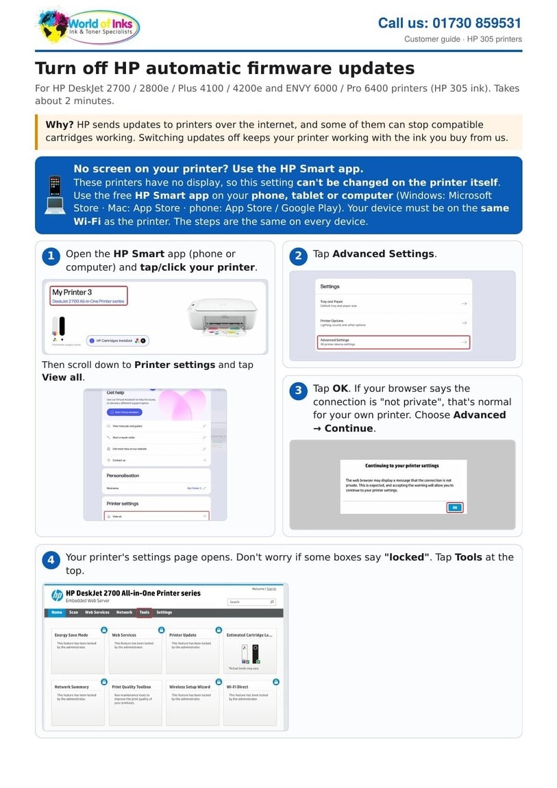 HP 305 Printers - New HP Firmware Update (Aug/Sept 2026) | World of inks  | Ink shop Petersfield | Refill ink shop Hampshire | Ink cartridges Portsmouth