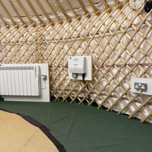 Yurt electrical installation with surge protection.

