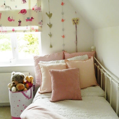 Girls Bedroom staged with pink cream accessories  in Kent 